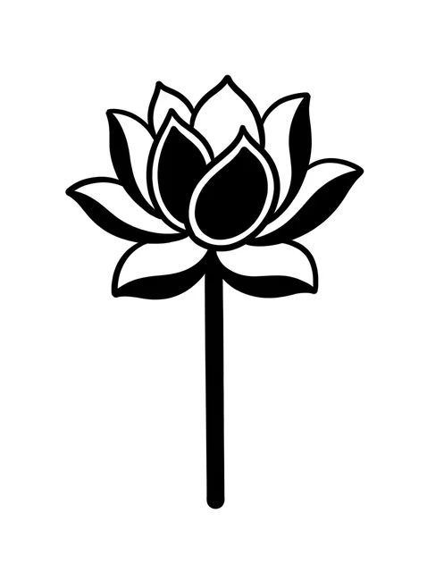 Black and white blackwork flower and lotus tattoo design