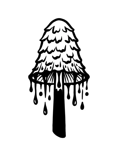 Black and white blackwork mushroom tattoo design