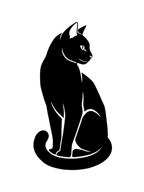 Black and white blackwork pet portrait and cat tattoo design