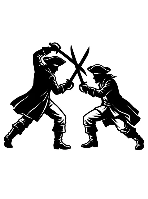 Black and white blackwork pirate and sword tattoo design