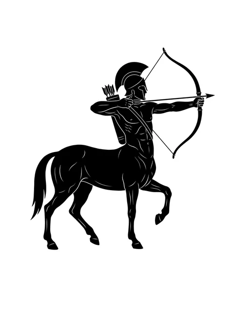Black and white blackwork sagittarius tattoo design