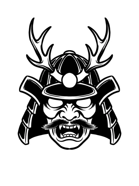 blackwork samurai tattoo design