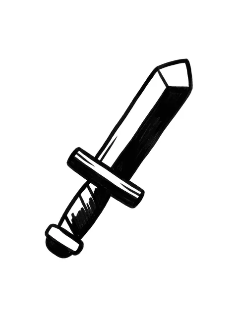 Black and white blackwork dagger and sword tattoo design