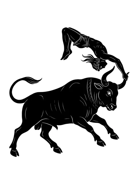 Tattoo-Vorlage mit einem Stier und dem Sternzeichen Stier, Stil: Blackwork, in Schwarz-Grau