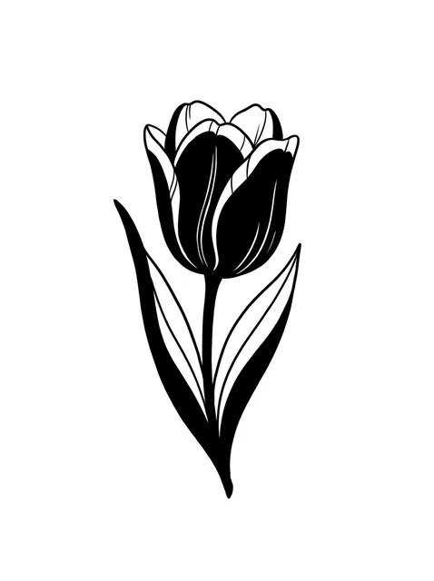 Black and white blackwork tulip tattoo design