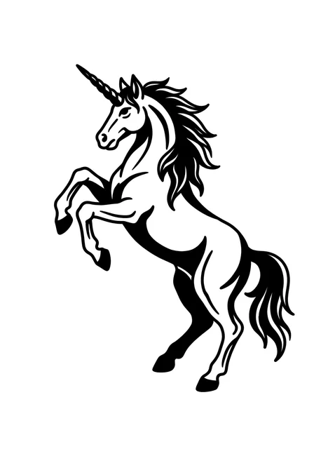 Black and white blackwork unicorn tattoo design