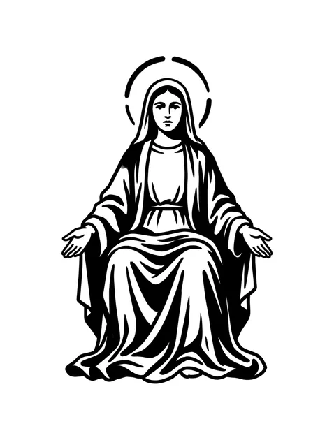 Black and white blackwork virgin mary tattoo design