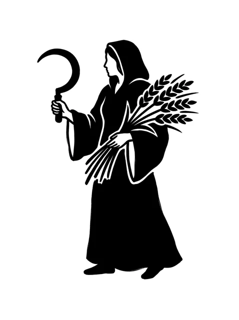 Diseño de tatuaje de virgo y una mujer de estilo blackwork en negro y gris