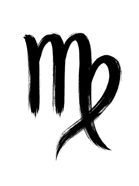Black and white blackwork virgo tattoo design