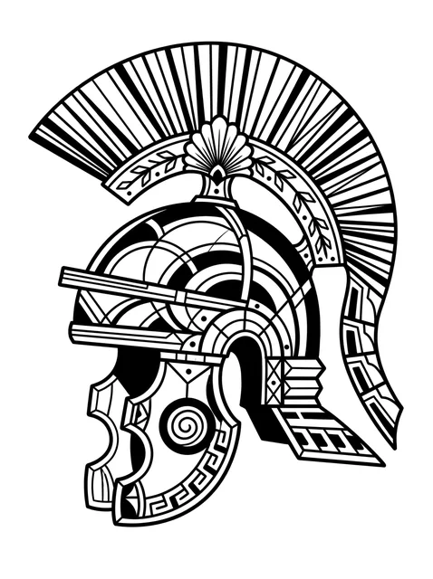 Black and white blackwork warrior and roman helmet tattoo design