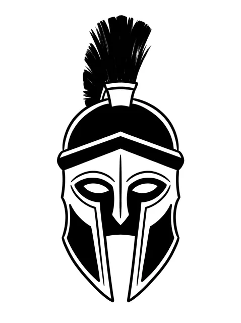 Black and white blackwork warrior and spartan helmet tattoo design
