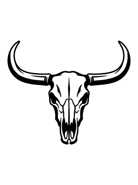 Black and white blackwork western and bull tattoo design