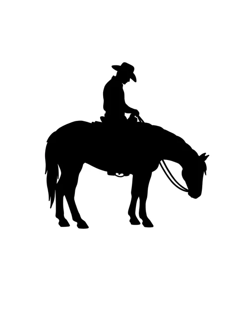 Black and white blackwork western and horse tattoo design