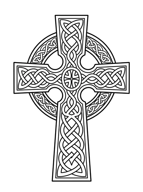 celtic Cross tattoo design, black and grey
