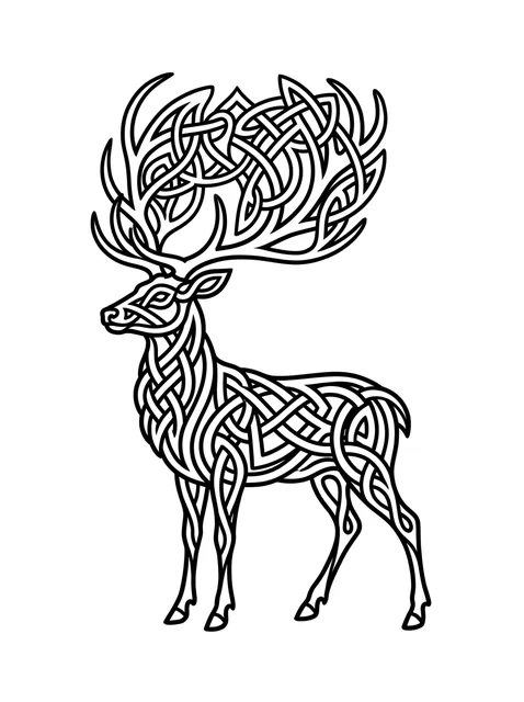 Black and grey celtic deer tattoo design