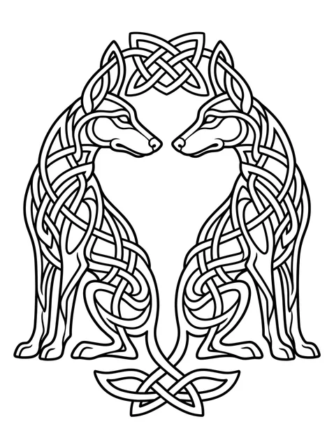 Black and grey celtic dog tattoo design