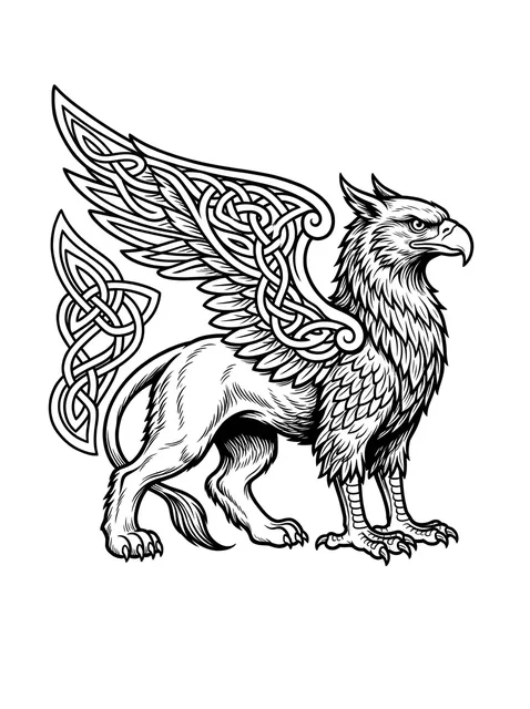 Black and grey celtic griffin tattoo design