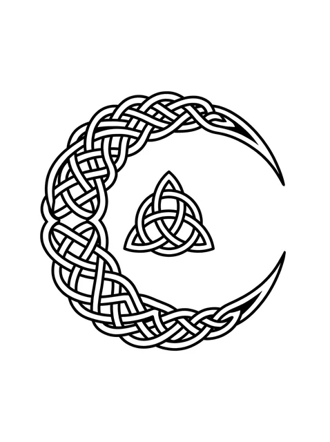 Black and grey celtic moon tattoo design