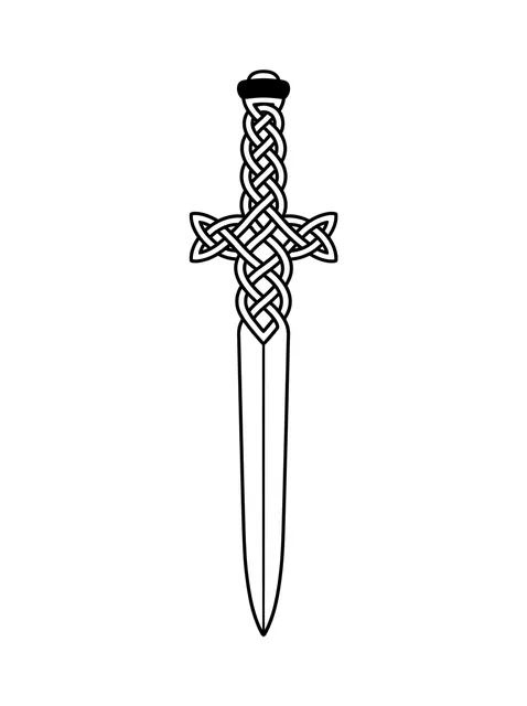 Black and grey celtic sword tattoo design