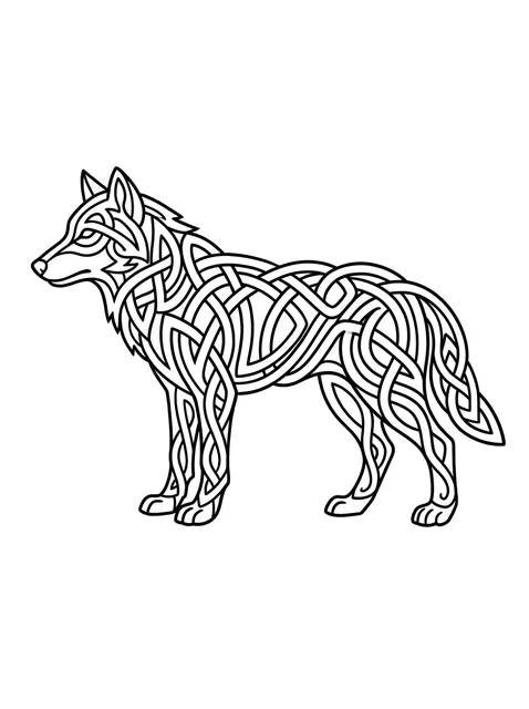 celtic Wolf tattoo design, black and grey
