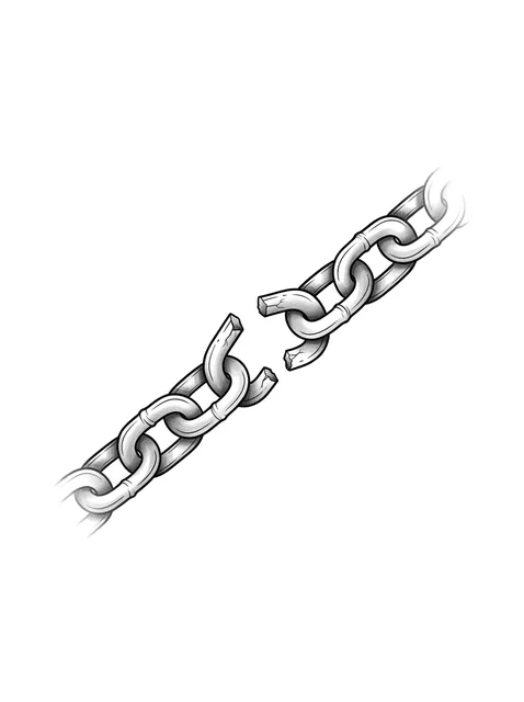 Black and grey chicano abstract tattoo design: a broken chain