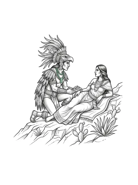 Black and grey chicano aztec and mountain tattoo design