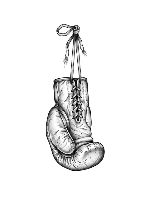 Black and grey chicano boxing glove tattoo design: a single boxing glove, hanging by its laces