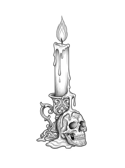 Black and grey chicano candle and skull tattoo design