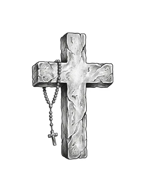 Black and grey chicano cross and crucifix tattoo design