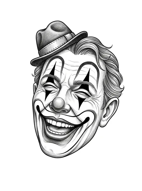 Black and grey chicano laugh now cry later and clown tattoo design
