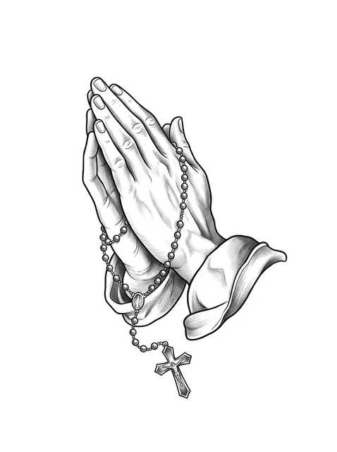 Black and grey chicano praying hands tattoo design