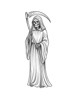 Black and grey chicano santa muerte tattoo design