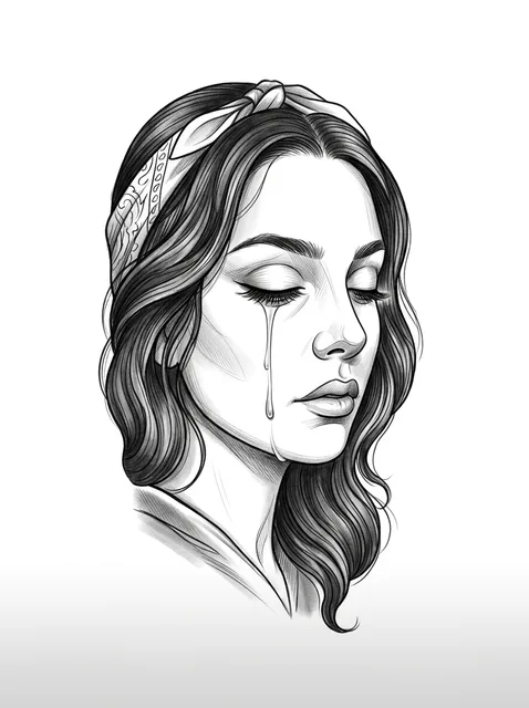 Black and grey chicano woman portrait tattoo design