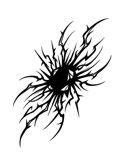 Black and grey cybersigilism abstract tattoo design