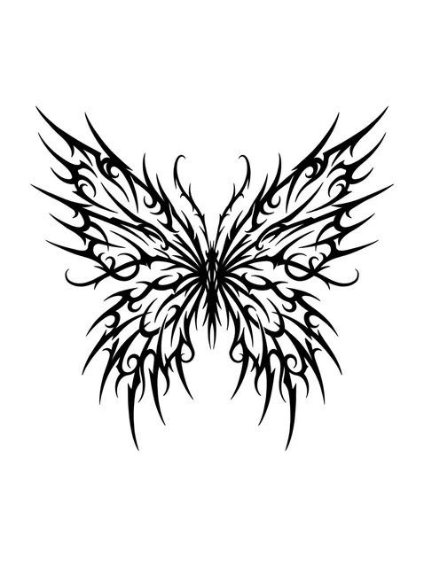 Black and grey cybersigilism butterfly tattoo design