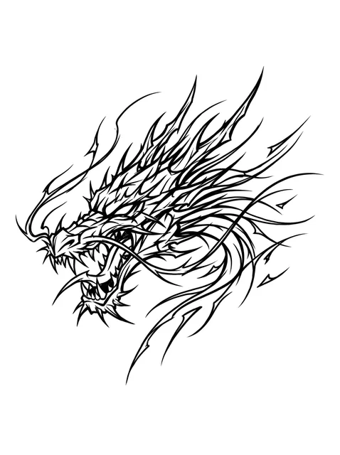 Black and grey cybersigilism dragon tattoo design