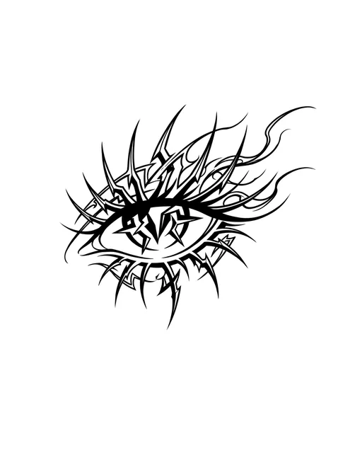 Black and grey cybersigilism eye tattoo design