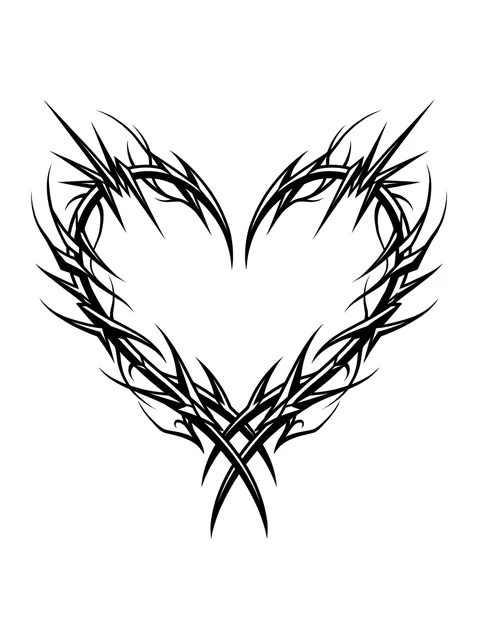 Black and grey cybersigilism heart tattoo design