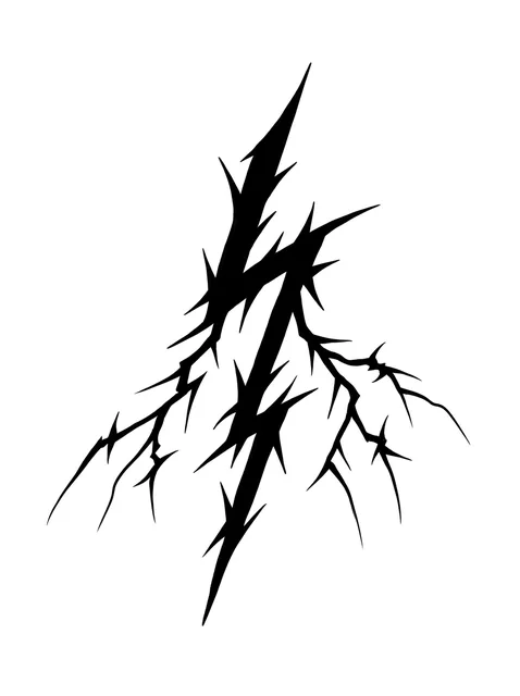 Black and grey cybersigilism lightning tattoo design