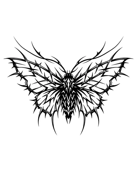 Black and grey cybersigilism moth tattoo design