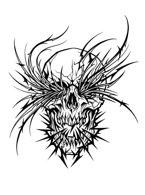Black and grey cybersigilism skull tattoo design