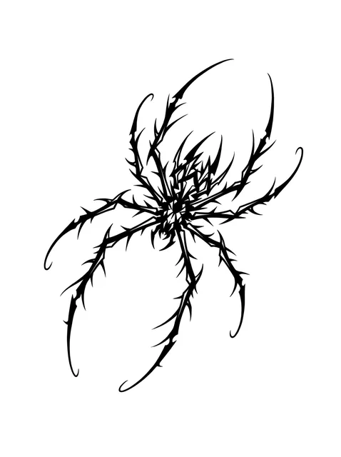 Black and grey cybersigilism spider tattoo design