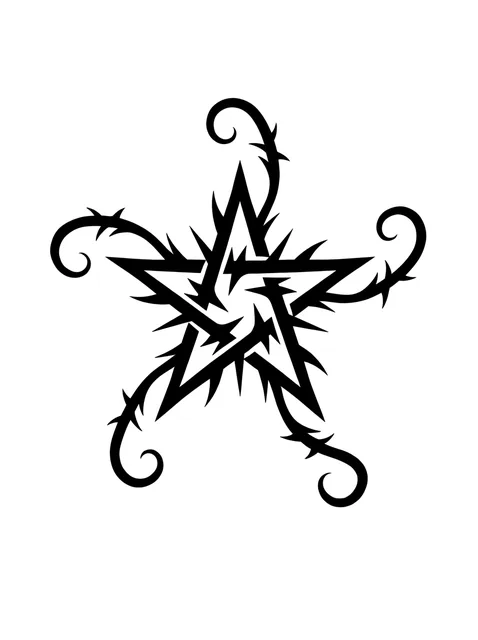 Black and grey cybersigilism star tattoo design