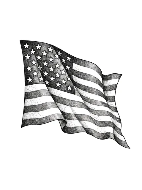 Black and grey dotwork american flag tattoo design (2 of 2)
