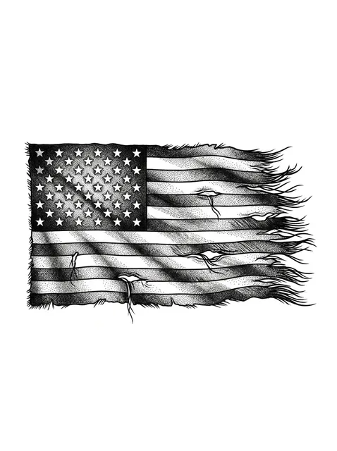 Black and grey dotwork american flag tattoo design (1 of 2)