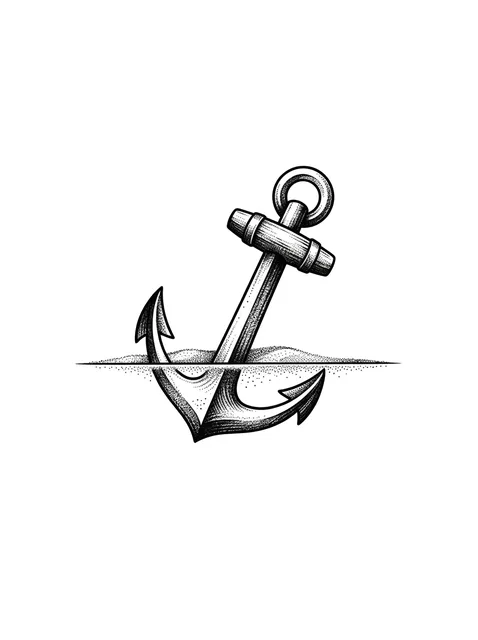 Black and grey dotwork anchor tattoo design