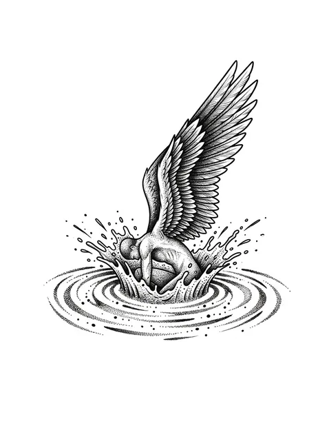 Black and grey dotwork icarus and angel wings tattoo design