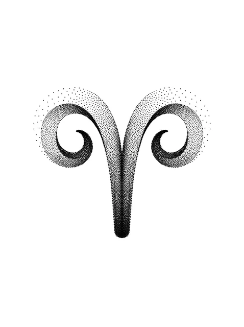 Black and grey dotwork aries tattoo design