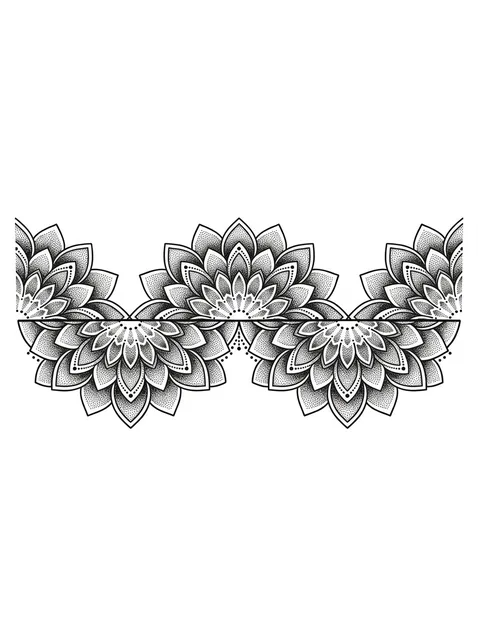 Black and grey dotwork armband and mandala tattoo design