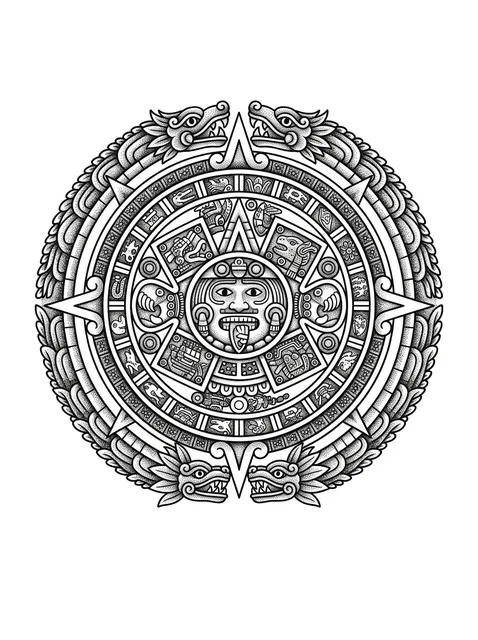 dotwork aztec tattoo design